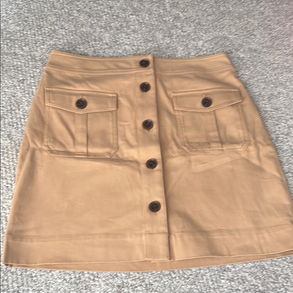 Ann Taylor Factory Tan A-Line Cargo Mini Skirt